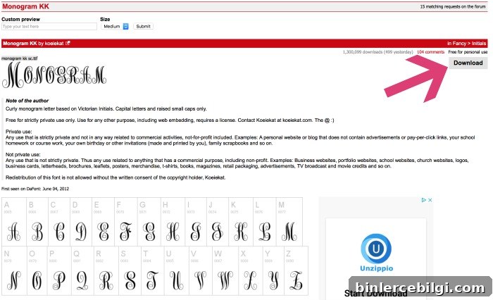 Create pretty monograms with the free Monogram KK font!