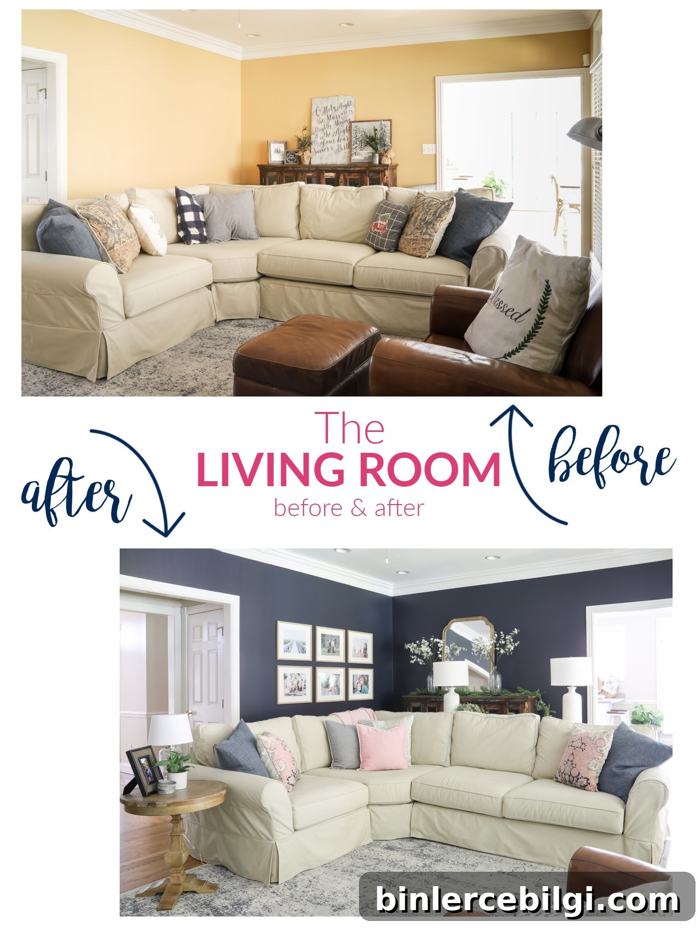 Navy Living Room Makeover | Before & After