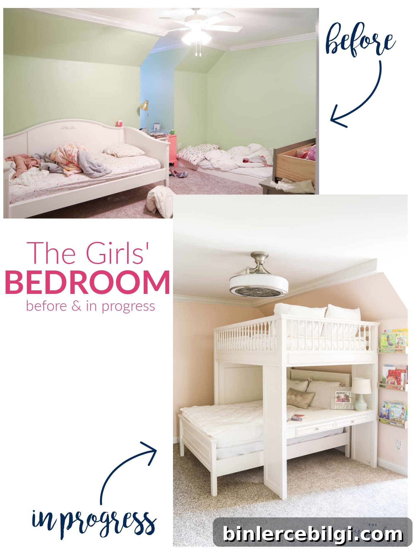 Girls' Bedroom Before & After
