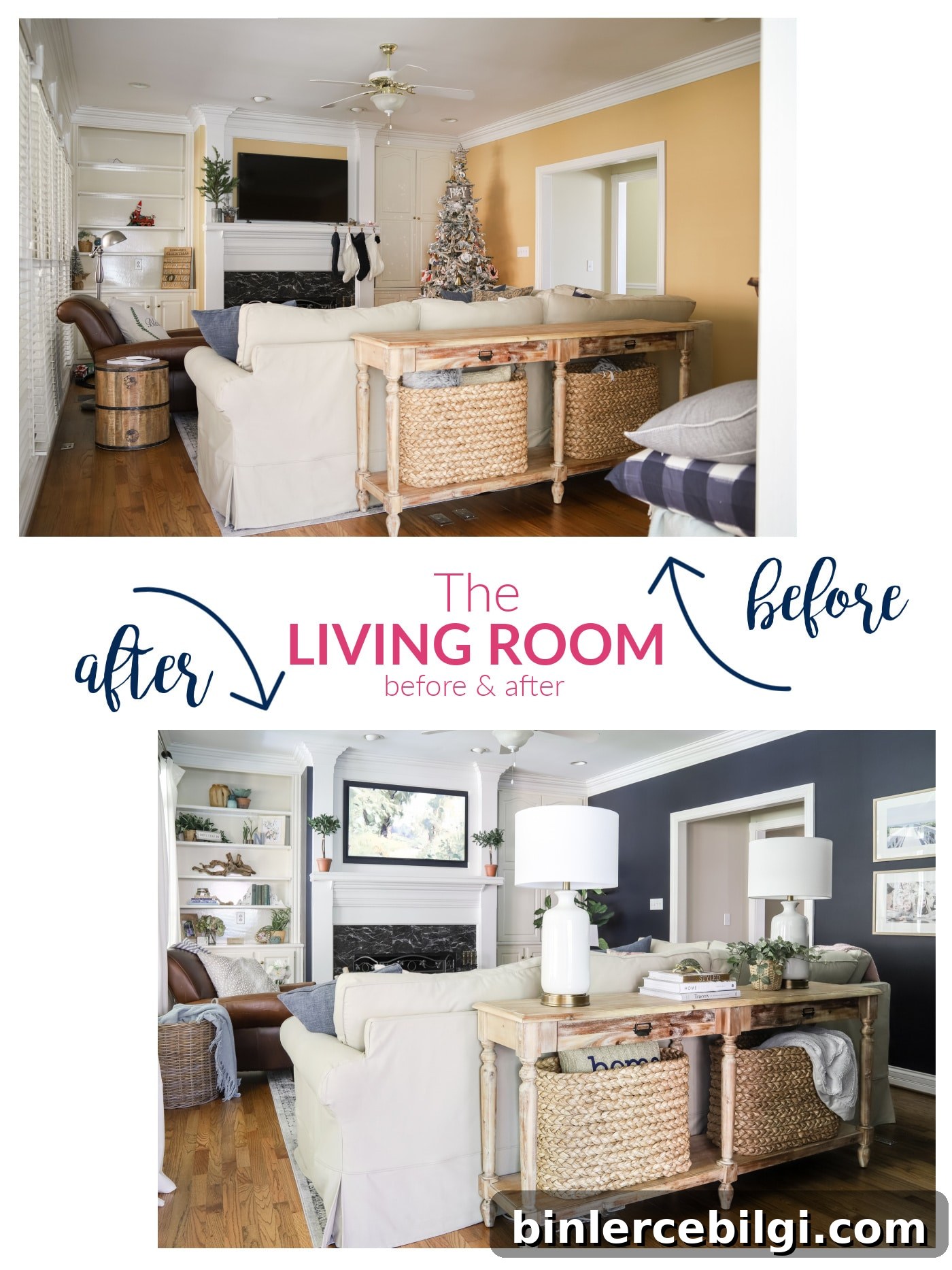 Navy Living Room Makeover | Before & After