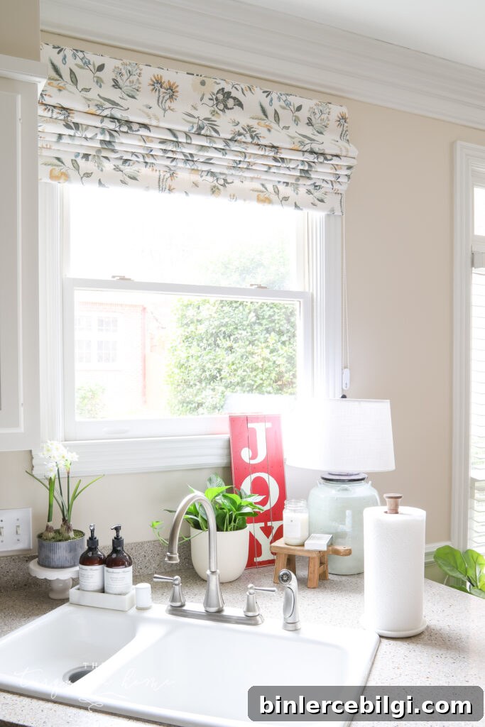 Roman shade in the Christmas Kitchen