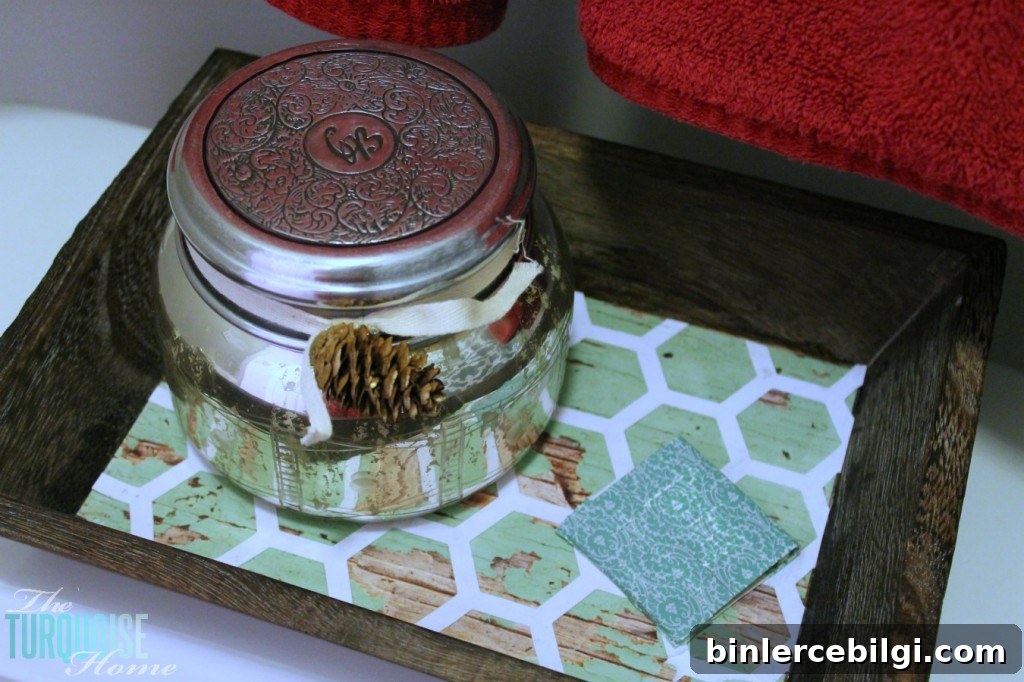 Traditional-Americana Guest Bathroom Update: painted walls, cabinets, new hardware and a punch of color!