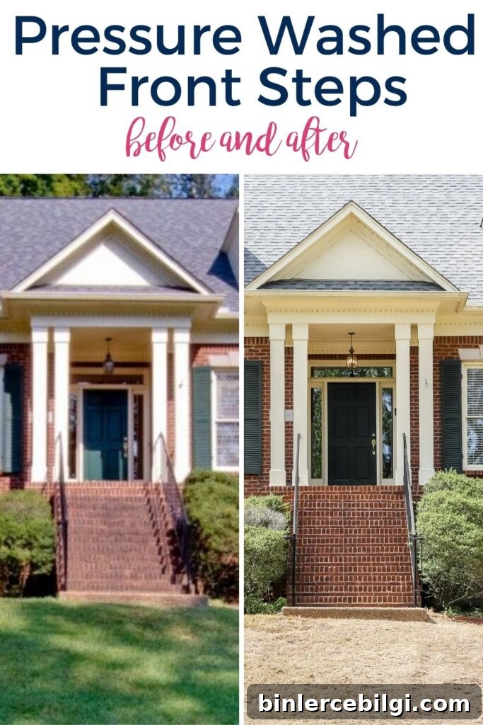 Pressure Washed Front Steps (Before & After)