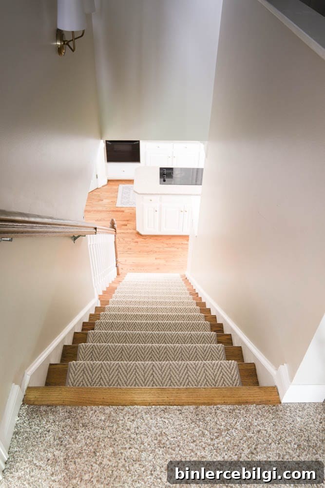 How to Install a New Stair Runner: Step-by-Step 8 Stair Runner leading to kitchen