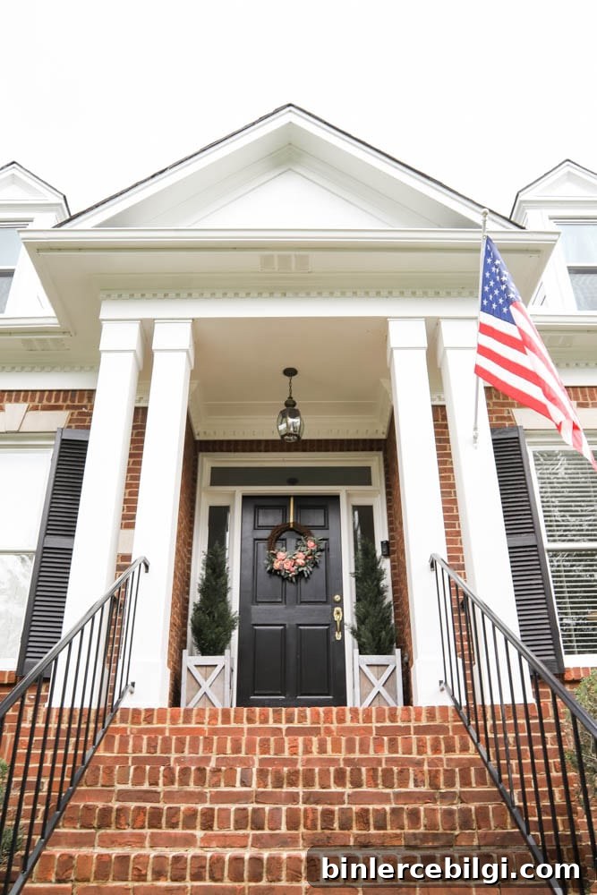 White Painted Porch and Brick House