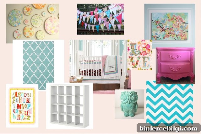 Pink and Turquoise Nursery Room for a girl