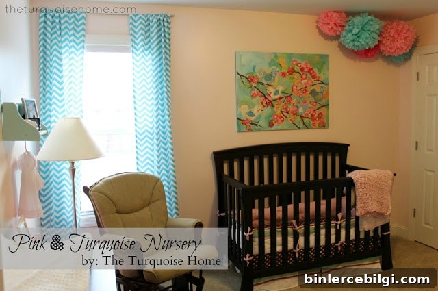 Pink and Turquoise Nursery Room for a girl