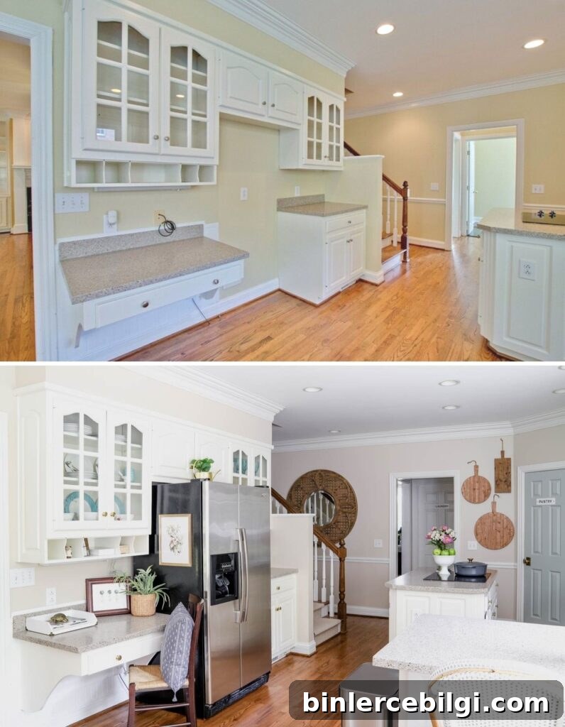 Kitchen Desk Area Before and After