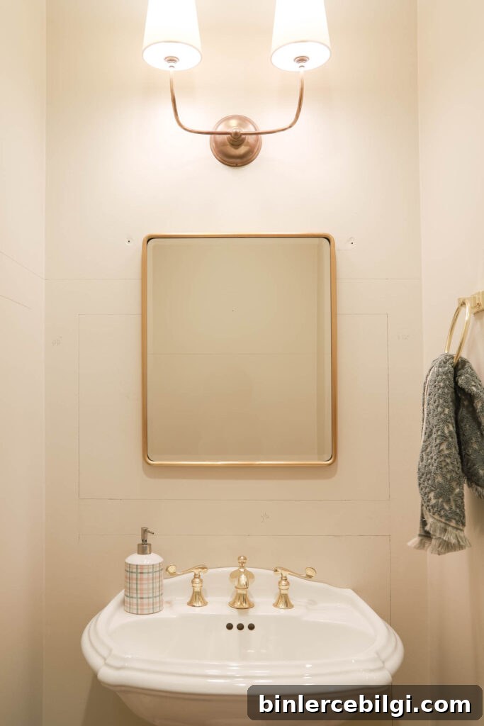 Vintage Rounded Mirror in Powder Bathroom