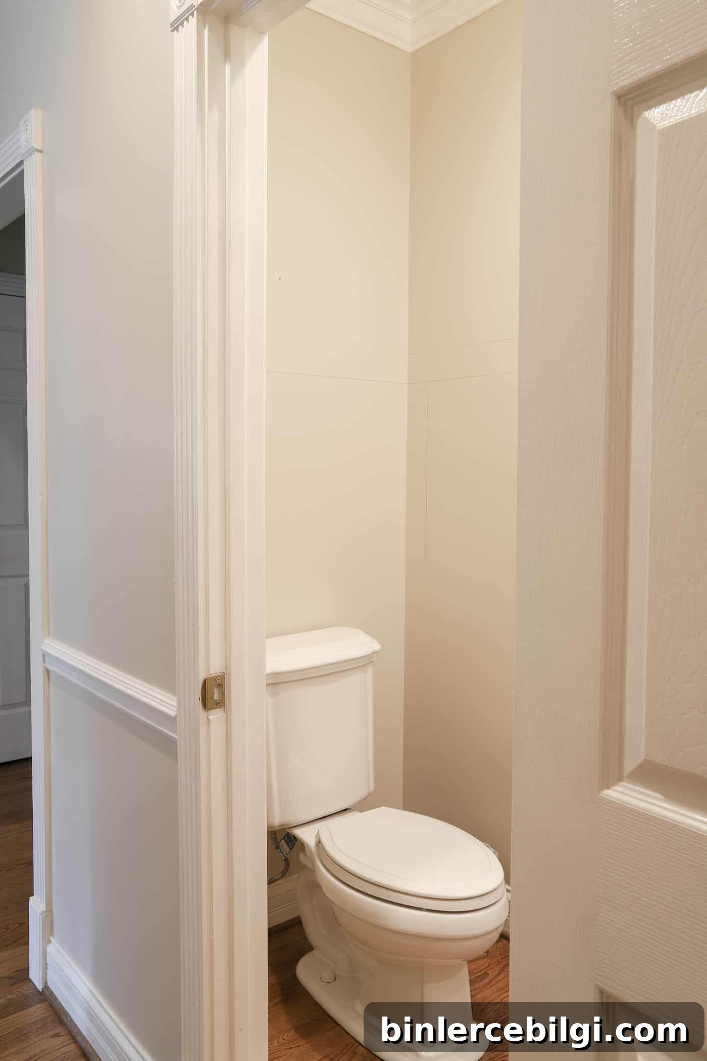 Traditional Blue and Green Powder Room Reveal 7 Toilet in Powder Bathroom