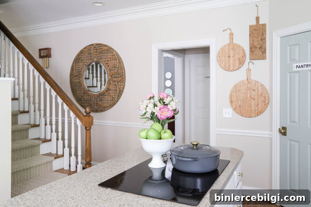 Pajama stairs leading into the kitchen