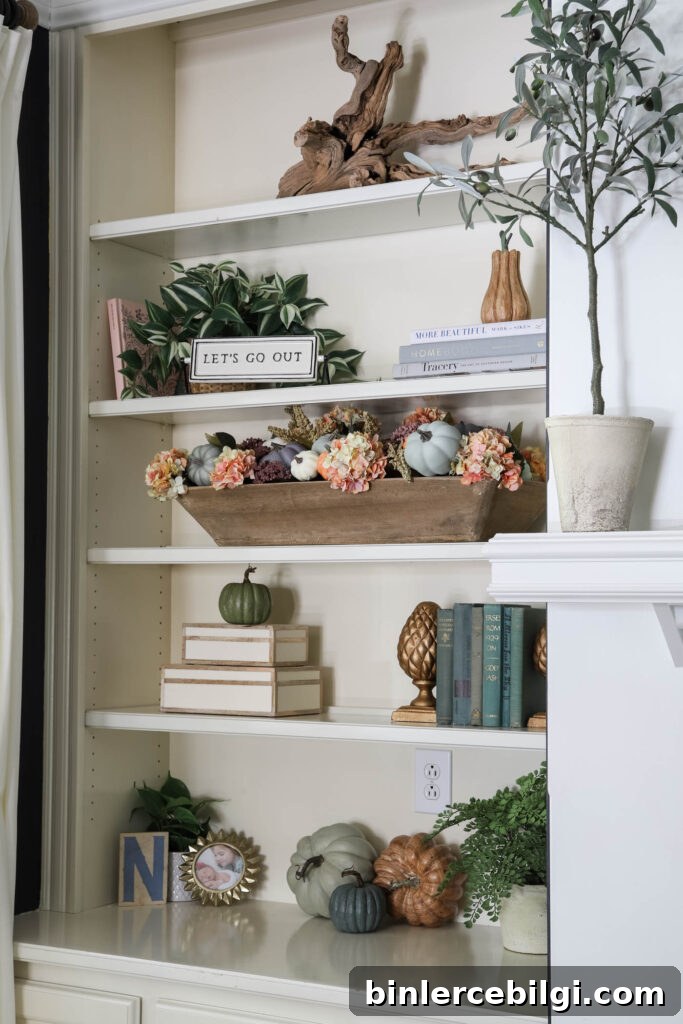 Pumpkins and hydrangea fall decor