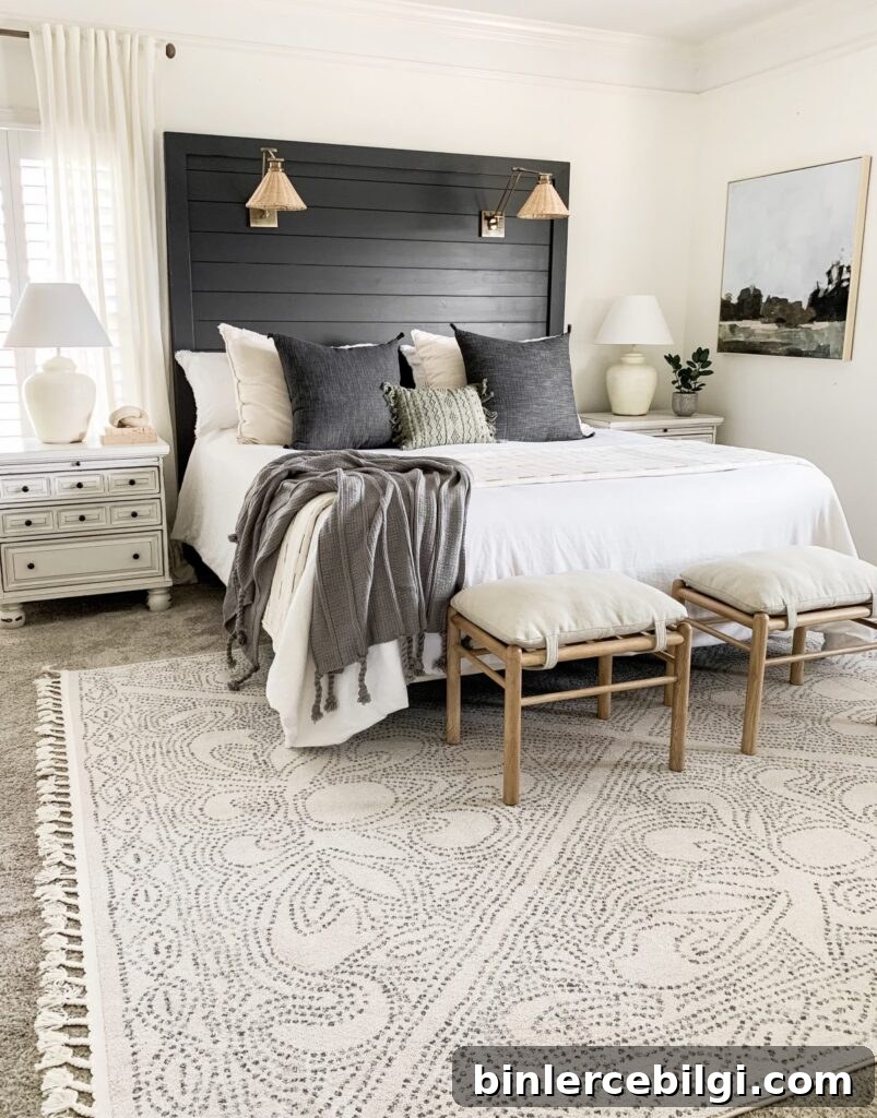 Bedroom painted SW Alabaster White