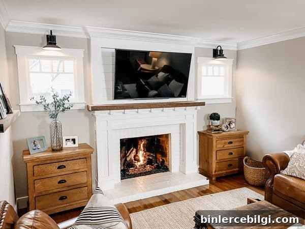 Accessible Beige painted living room with natural tone decor
