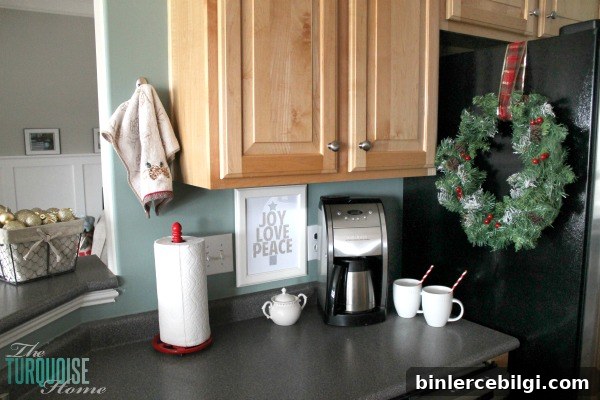 Christmas Coffee Station | Christmas Decorating in the Kitchen | TheTurquoiseHome.com