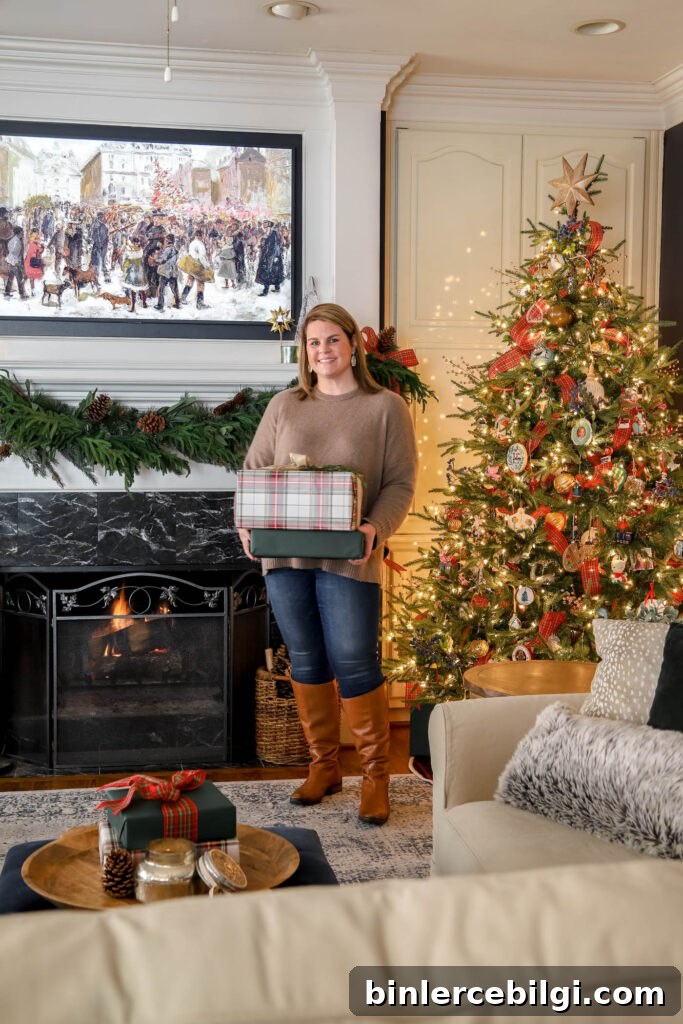 Plaid Christmas Decor in the Living Room