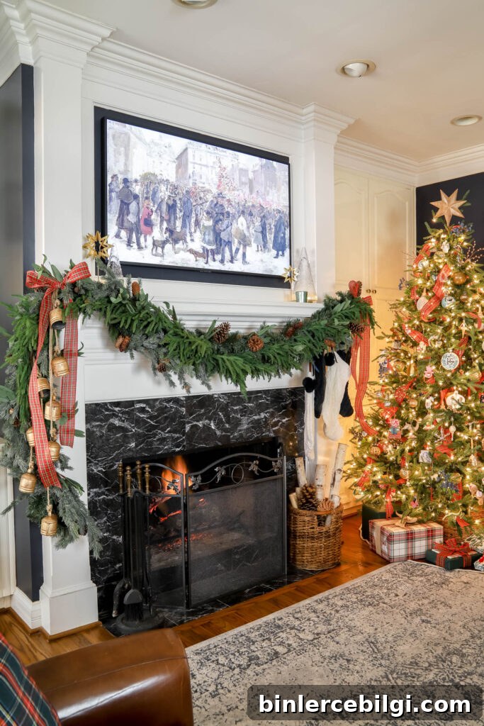 Christmas Mantel with Nostalgic Christmas Tree