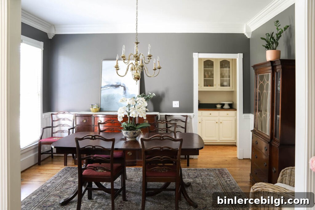 Dining Room with antique wood furniture