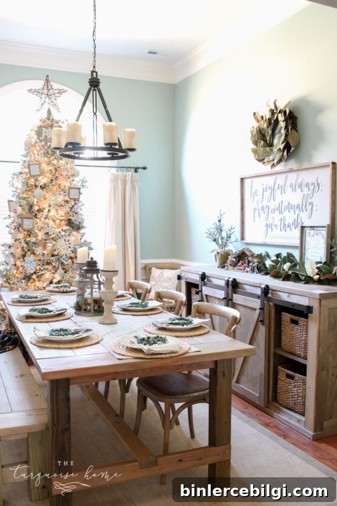 Gold and Greenery Christmas Dining Room Decor 3 A Neutral Christmas Dining Room