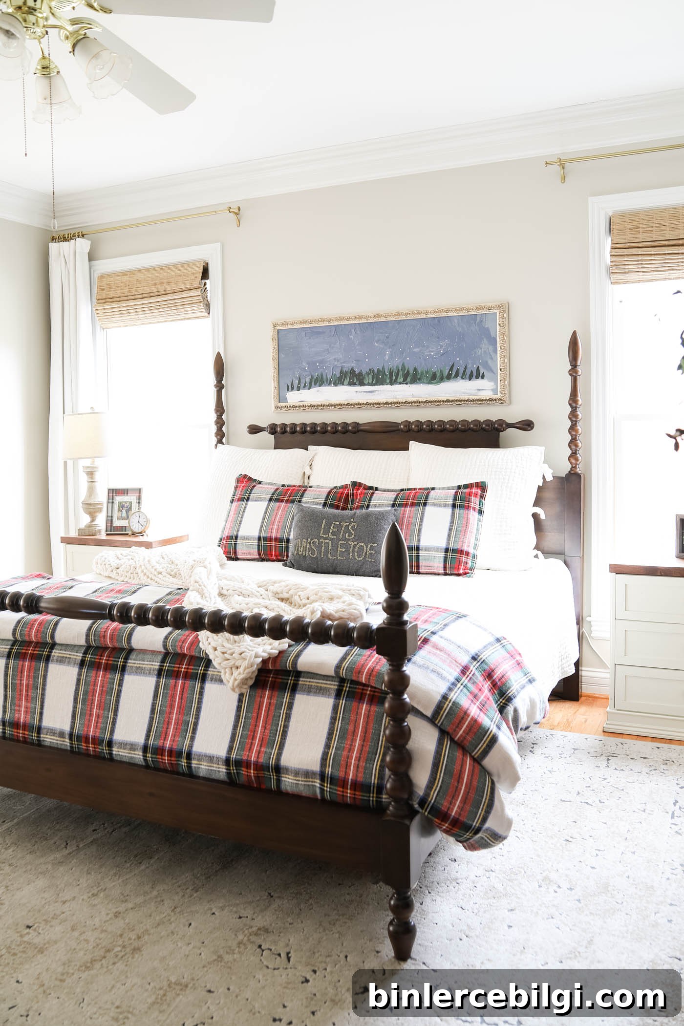 Plaid Master Bedroom Christmas Decor