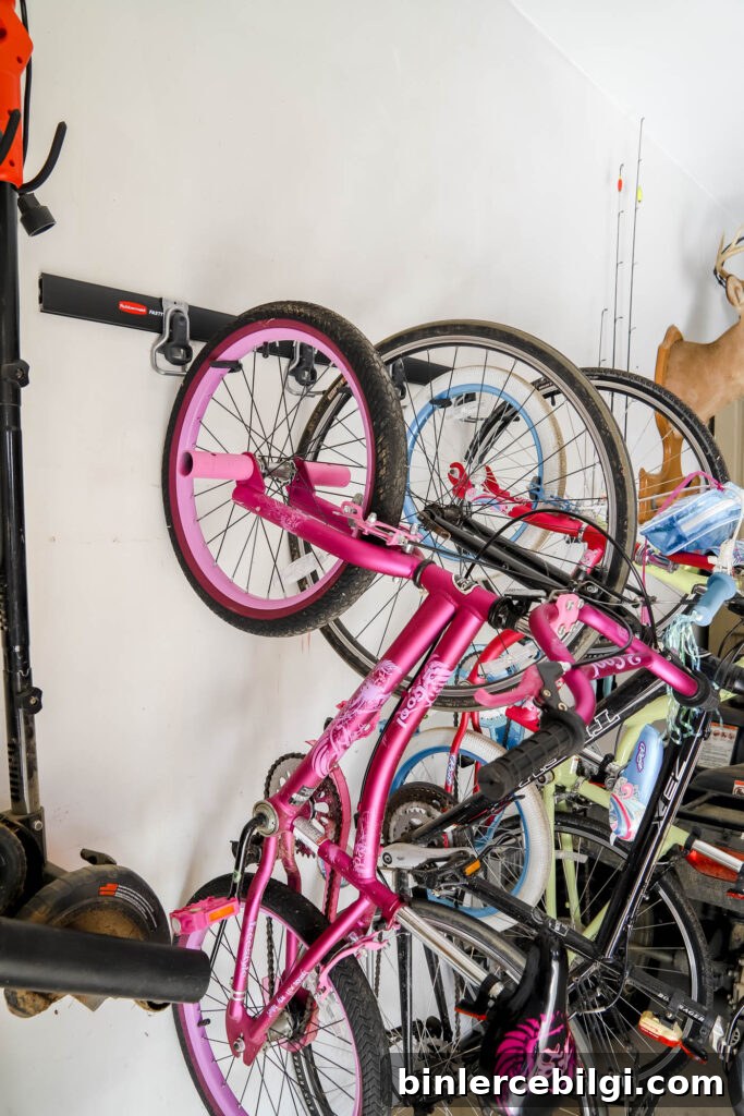 Bicycles Organized on the Wall