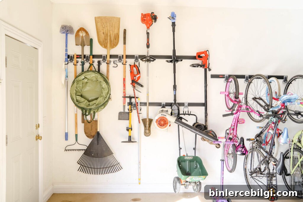Track System for Hanging Yard Tools in the garage