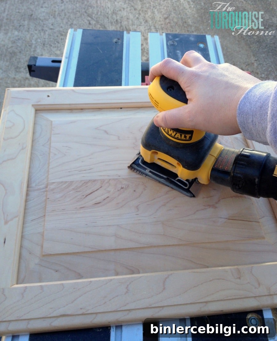 Painting cabinets isn't overwhelming when you break it down into these simple steps! Sanding the cabinets is so much easier with an electrical sander!