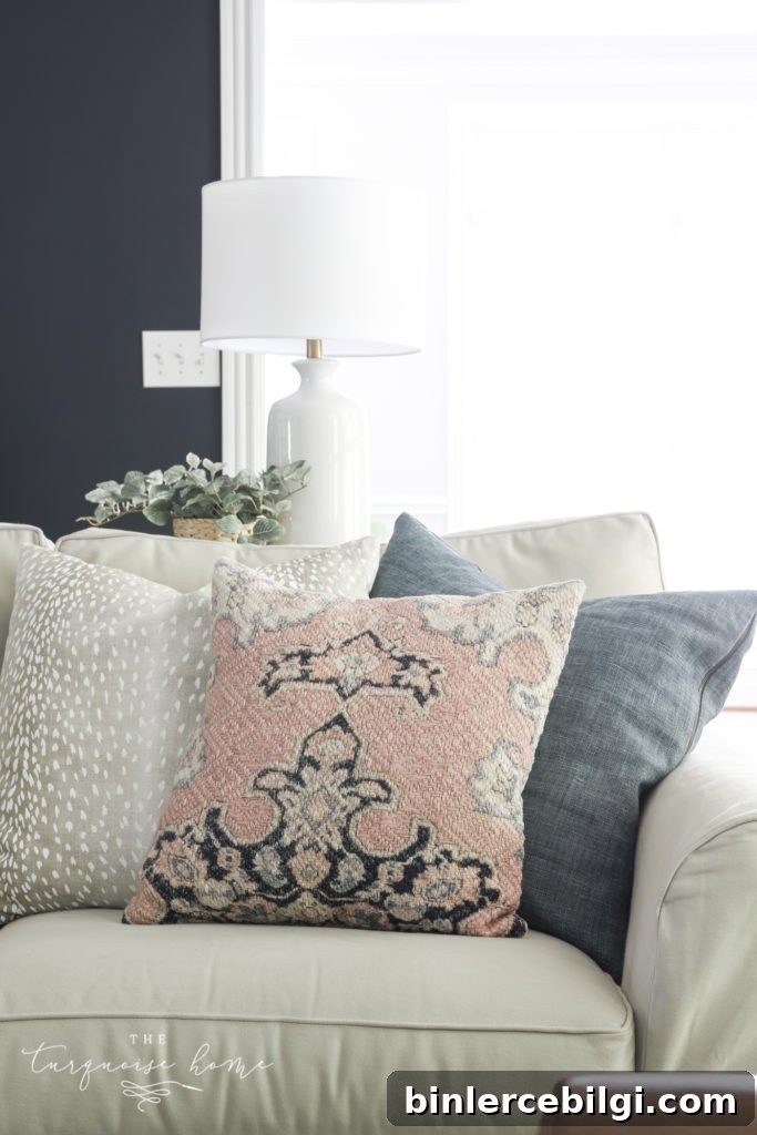 Throw Pillow Arrangement on a Sofa