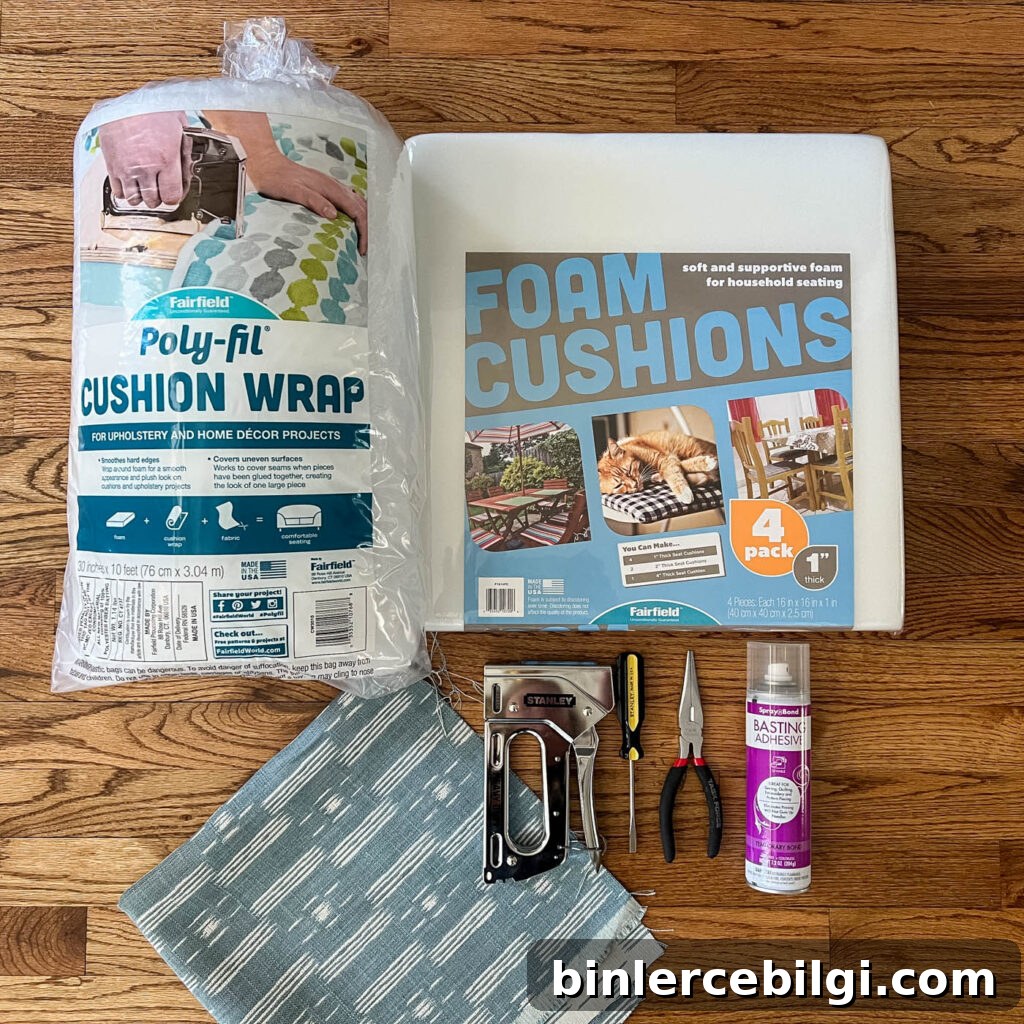Supplies for reupholstering dining chair covers