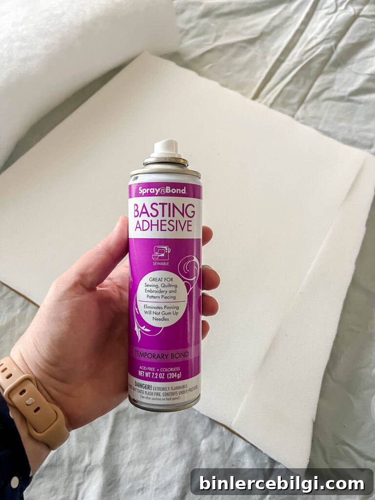 Basting adhesive to hold layers together