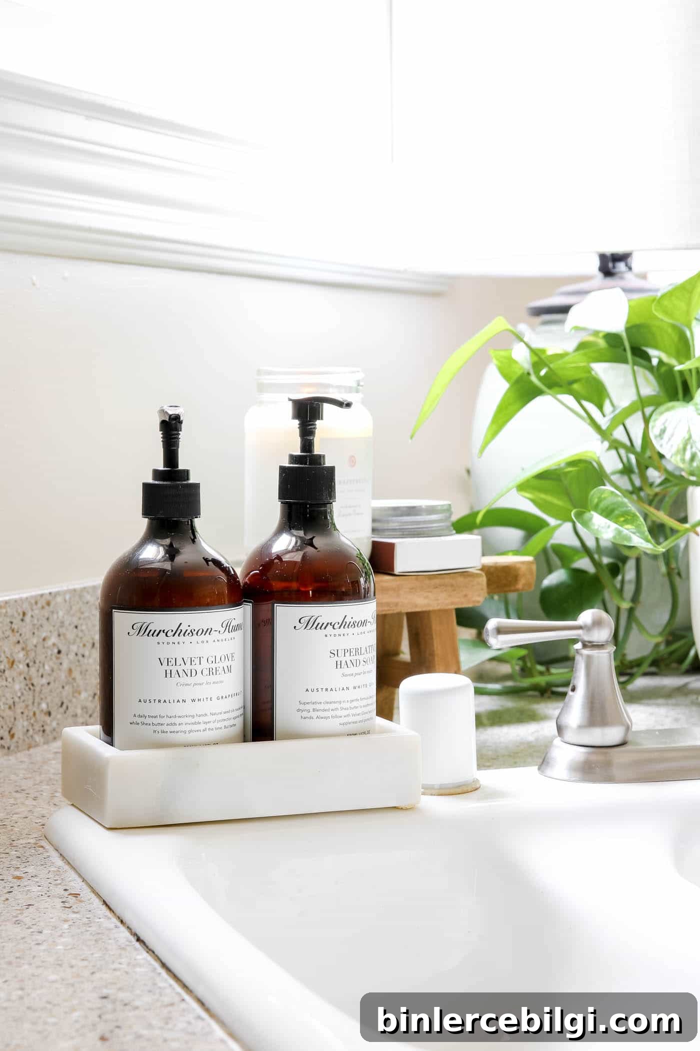 Pretty Soap & Lotion Dispensers in Kitchen