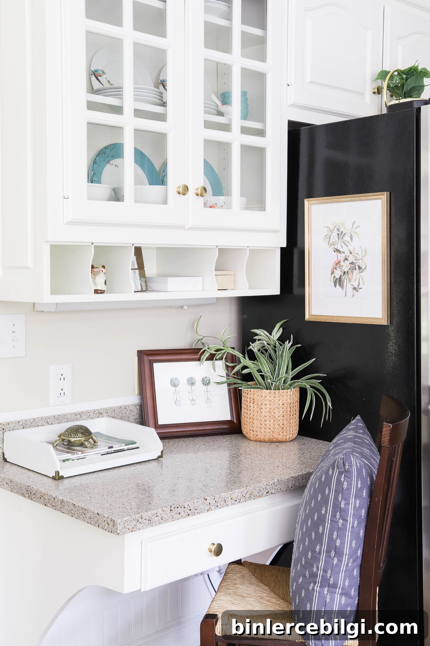 Kitchen Desk Area with artwork