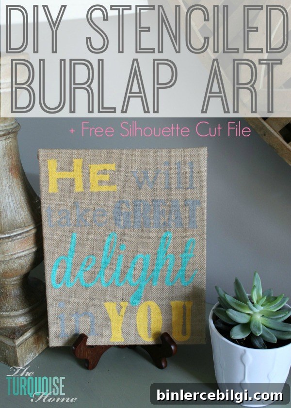 DIY Stenciled Burlap Art | TheTurquoiseHome.com