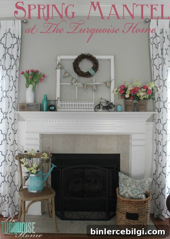Pink & Turquoise Spring Mantel | TheTurquoiseHome.com
