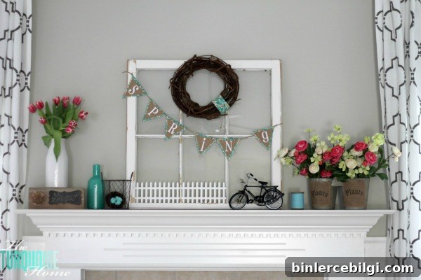 Pink & Turquoise Spring Mantel | TheTurquoiseHome.com