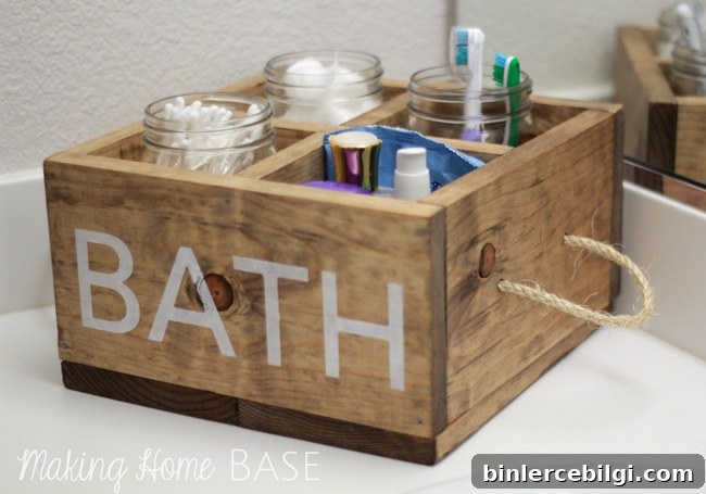 DIY Wood Bathroom Caddy