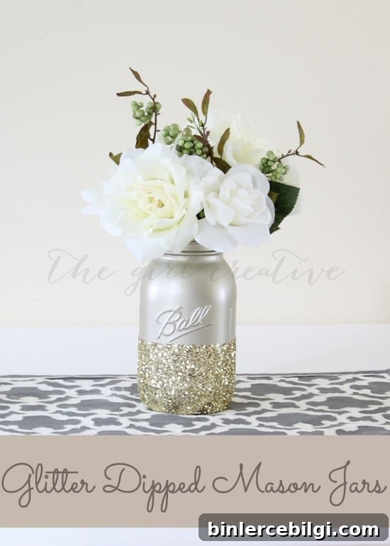 Glitter-dipped Mason Jars