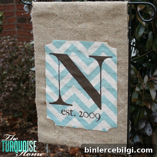 Monogrammed Burlap Garden Flag