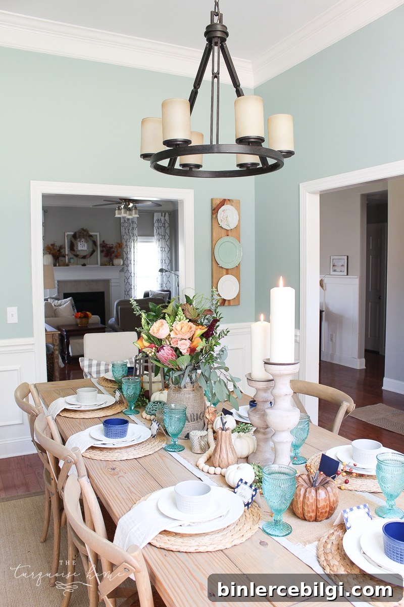 Wythe Blue paint on dining room walls