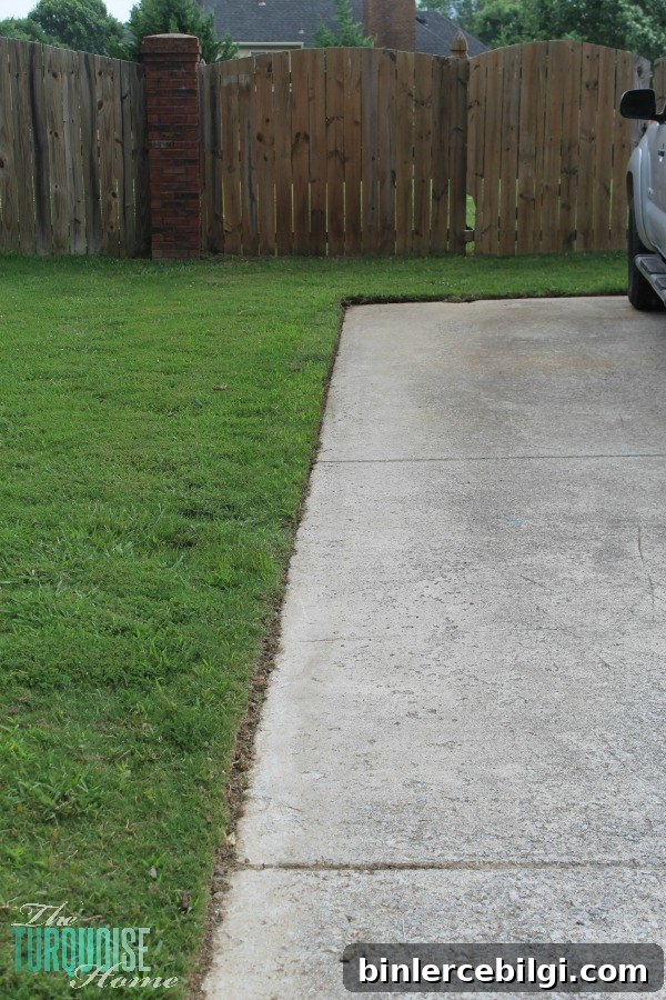 The driveway after edging | TheTurquoiseHome.com