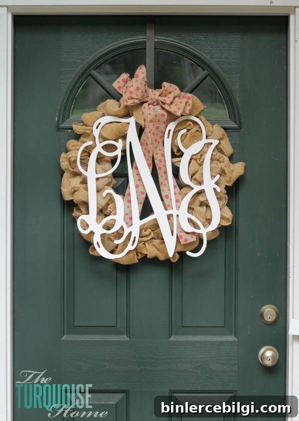 Wooden Monogram Burlap Wreath