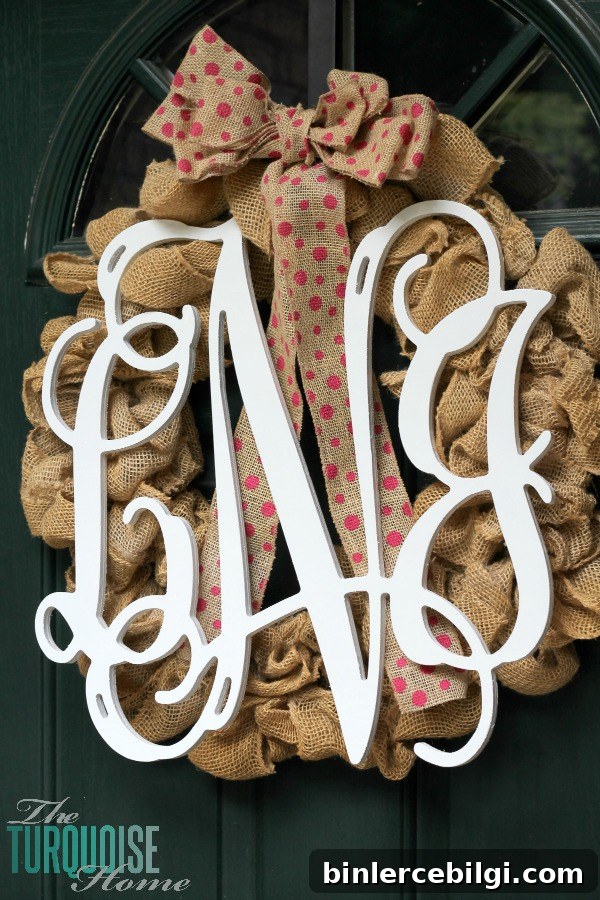 Wooden Monogram Burlap Wreath