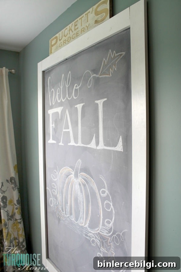 Hello Fall Chalkboard Art | TheTurquoiseHome.com