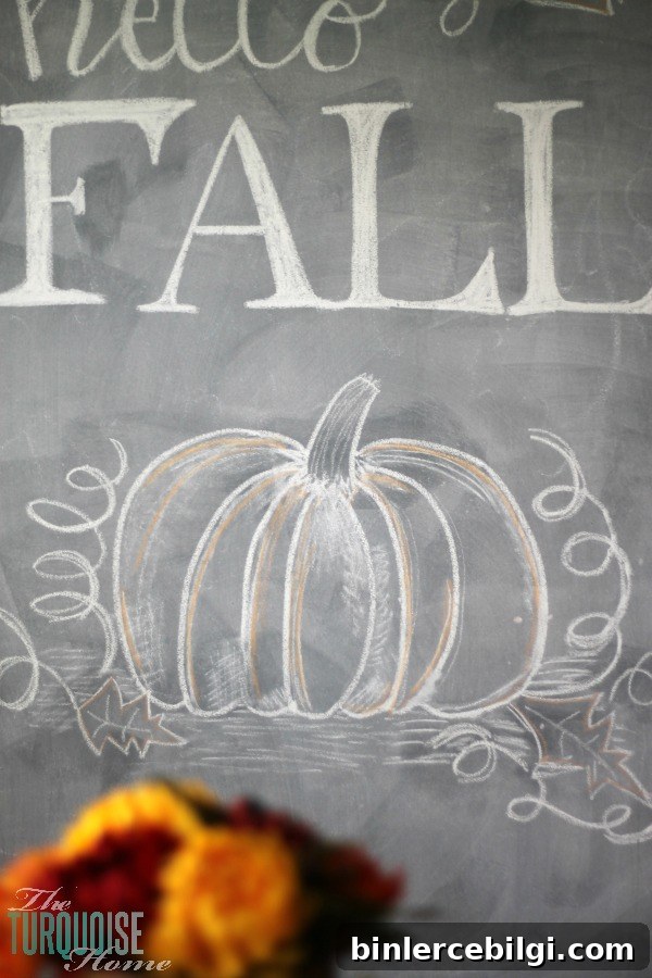 Hello Fall Chalkboard Art | TheTurquoiseHome.com