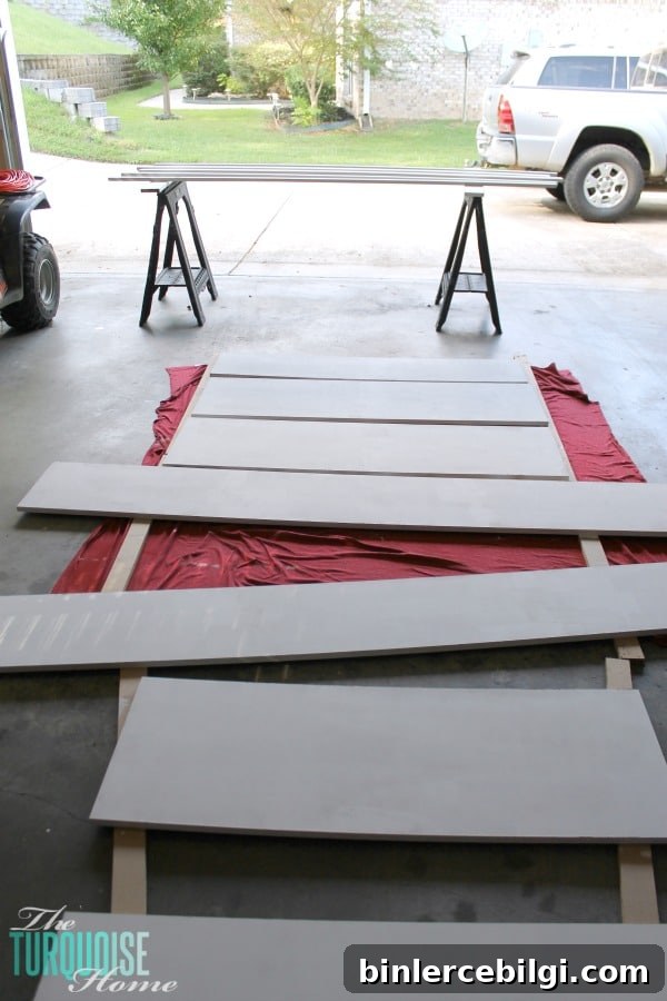 Primed shelf boards ready to cut