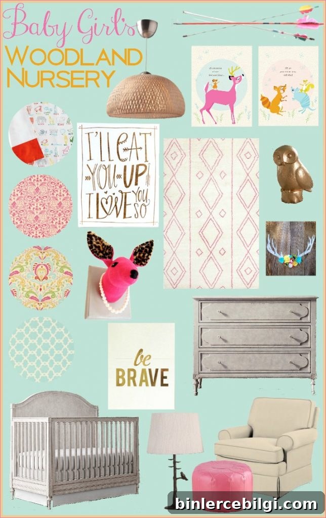 Woodland Nursery Ideas for Your Baby Girl 2 Baby Girl's Woodland Nursery Inspiration Board