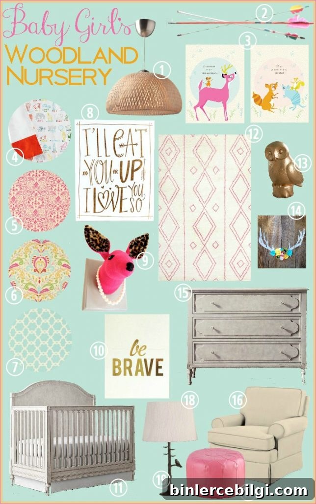 Woodland Nursery Ideas for Your Baby Girl 5 Baby Girl's Woodland Nursery Inspiration Board
