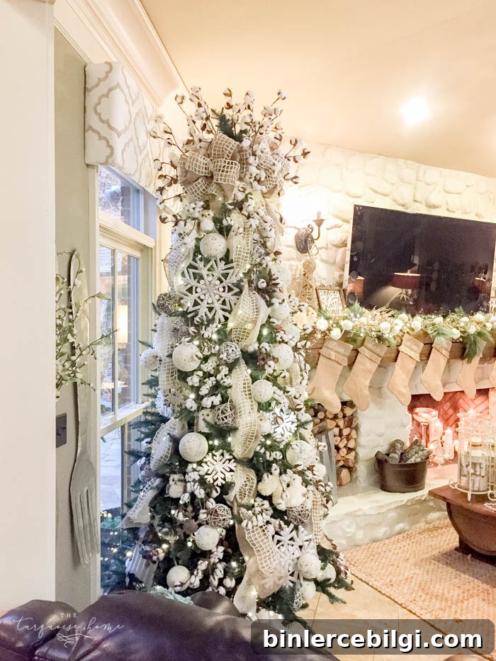 Winter tree with cotton bolls and woodland accents