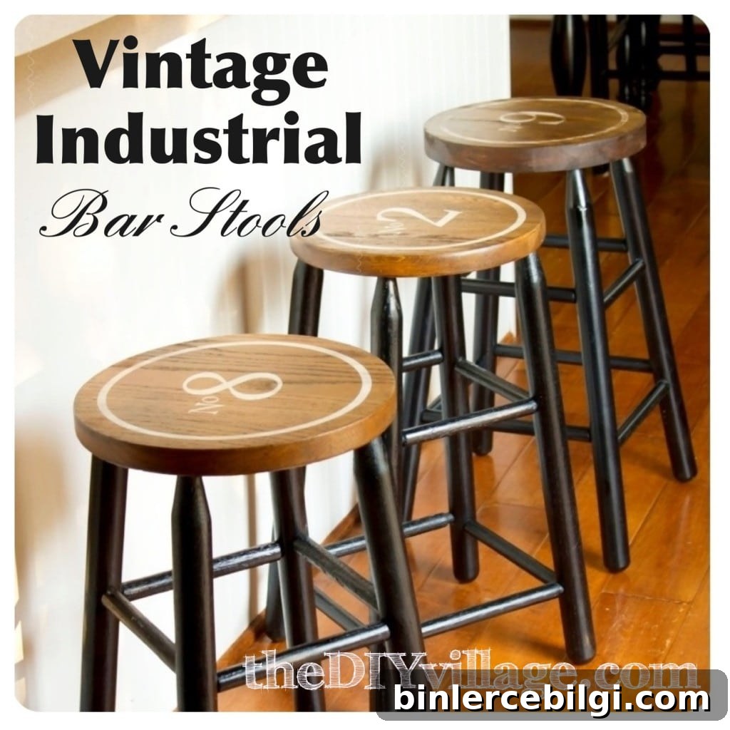 Vintage Industrial Barstools by DIY Village