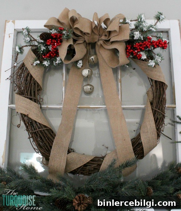 Simple Rustic (and a little glam) Christmas Mantel | TheTurquoiseHome.com